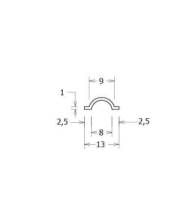 Profil cache vis arrondi 8 mm